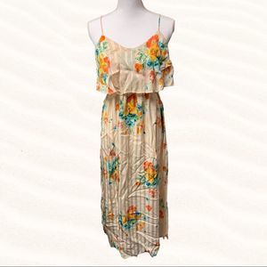 🌈TopShop floral print stripe maxi dress side slit spaghetti strap low back